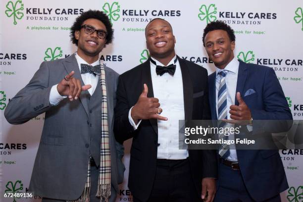Corey Robinson, Romeo Okwara and DeShone Kizer attend the 2017 Kelly Cares Foundation Irish Eyes Gala at The Pierre Hotel on April 24, 2017 in New...