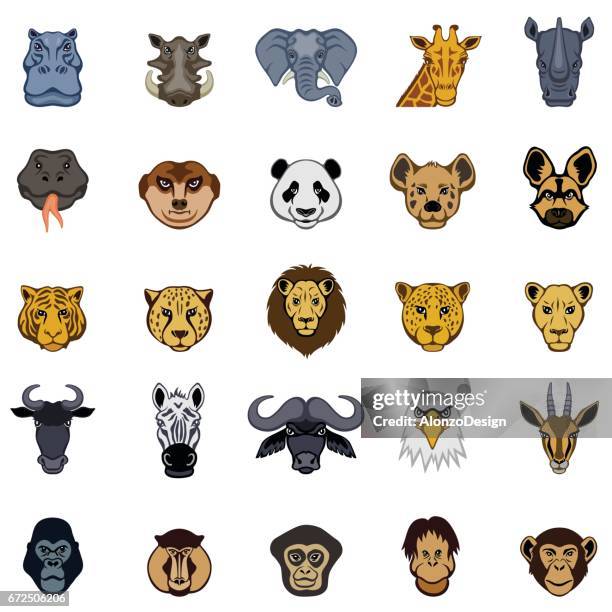 african animal icons - african chimpanzees stock illustrations
