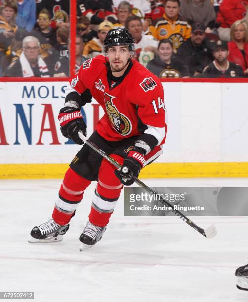 Alexandre Burrows of the Ottawa Senators skates against the Boston Bruins in Game Five of the Eastern Conference First Round during the 2017 NHL...