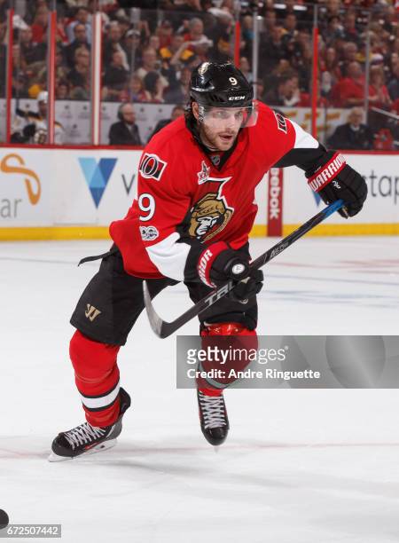 Bobby Ryan of the Ottawa Senators skates against the Boston Bruins in Game Five of the Eastern Conference First Round during the 2017 NHL Stanley Cup...