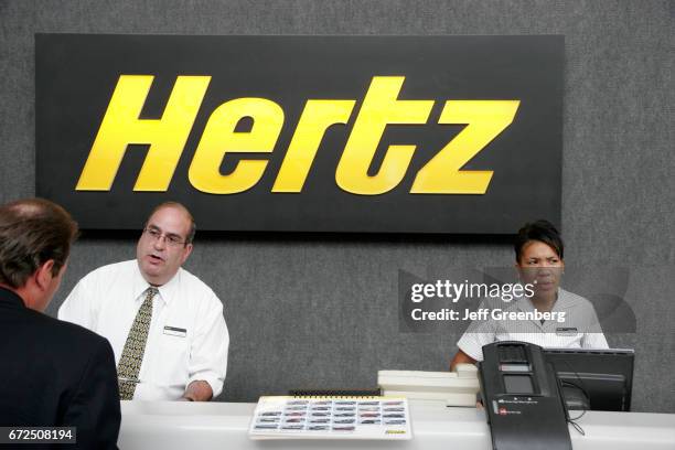 The customer service desk at Hertz Rental Car in Norfolk International Airport.