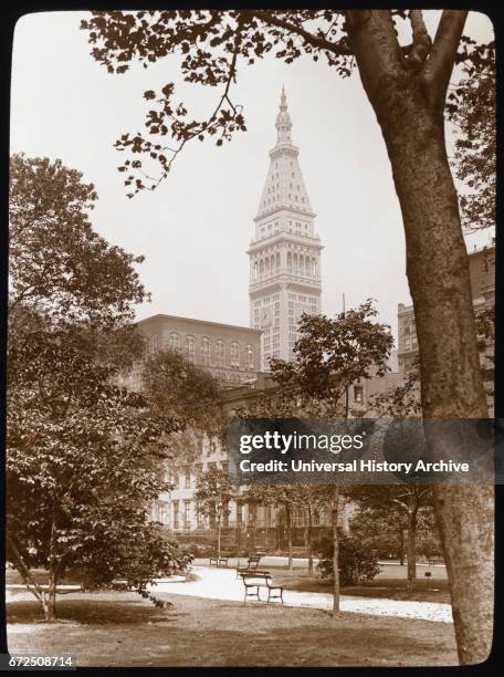 Gramercy Park with View of Metropolitan Life Insurance Company Tower in Background, New York City, New York, USA, by Frances Benjamin Johnston, 1922.