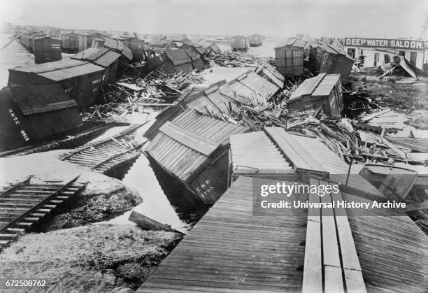 Hurricane Destruction, Galveston, Texas, USA, September 1900, Fotografía de noticias