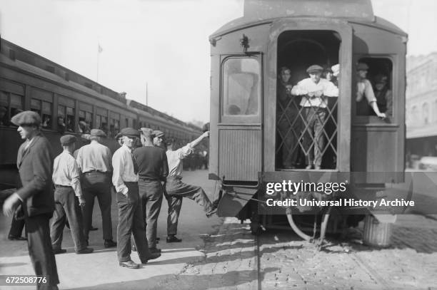 German Immigrants being Prepared for Deportation during World War I, Hoboken, New Jersey, USA, Bain News Service, 1918.