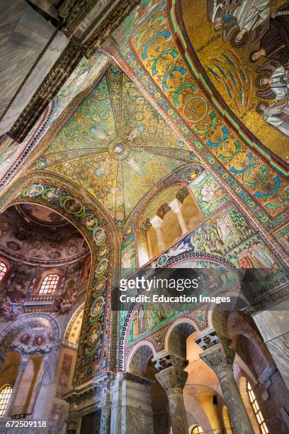 Ravenna, Ravenna Province, Italy, Mosaics in San Vitale basilica, The basilica was begun in the 6th century and is one of eight early Christian...