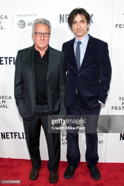 Dustin Hoffman and Noah Baumbach attend Tribeca Talks: Director's Series: Noah Baumbach during the 2017 Tribeca Film Festival at BMCC Tribeca PAC on...