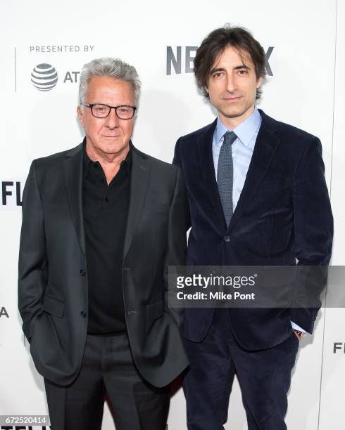 Dustin Hoffman and Noah Baumbach attend Tribeca Talks: Director's Series: Noah Baumbach during the 2017 Tribeca Film Festival at BMCC Tribeca PAC on...