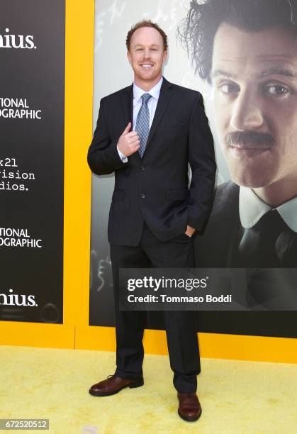 Actor Joe Coffey attends the Los Angeles Premiere Screening of National Geographics 'Genius' the Fox Theater on April 24, 2017 in Los Angeles,...