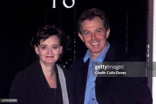 The Prime Minister Tony Blair and his wife Cherie, leave No 10 Downing Street for an evening out in London, 19th September 1999.