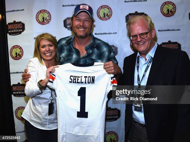 Stacy Brown - Co-Founder of Chicken Salad Chick Foundation, Blake Shelton and Stuart Dill - Co-Creator of Music and Miracles Superfest attend Music...