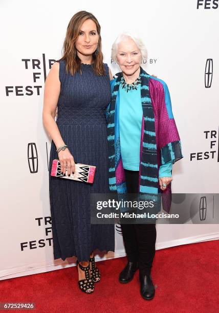 Actress/Film Producer Mariska Hargitay and actress Ellen Burstyn attend the HBO Documentary screening of "I Am Evidence" at SVA Theatre on April 24,...