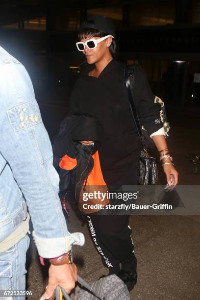 Rihanna is seen at LAX on April 24, 2017 in Los Angeles, California.