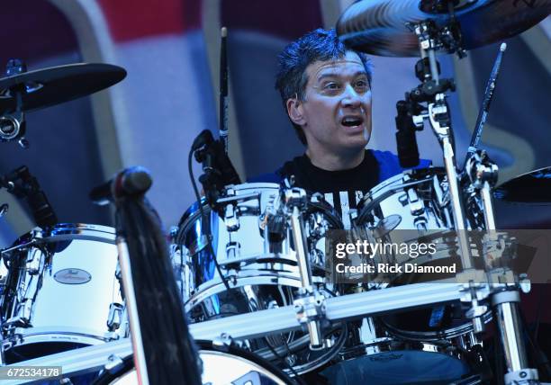 Michael Cartellone of Lynyrd Skynyrd performs during Music And Miracles Superfest at Jordan-Hare Stadium on April 22, 2017 in Auburn, Alabama.