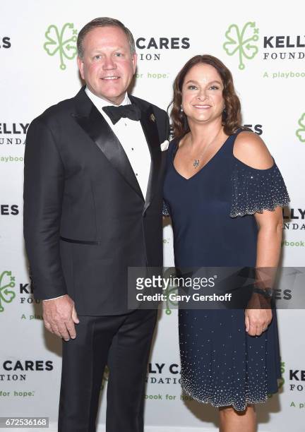 Founders of The Kelly Cares Foundation, Brian Kelly and Paqui Kelly attend the 2017 Kelly Cares Foundation Irish Eyes Gala at The Pierre Hotel on...