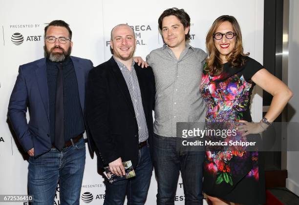 Producers Peter Pastorelli, Eddie Rubin, Marshall Johnson and Tamar Sela attend the premiere of "The Last Poker Game", during the 2017 Tribeca Film...