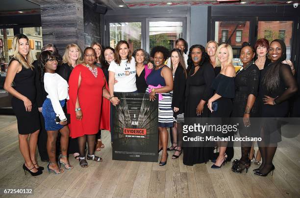 Film subjects and crew attend a cocktail party at Bocca di Bacco Chelsea before the HBO Documentary screening of "I Am Evidence" on April 24, 2017 in...