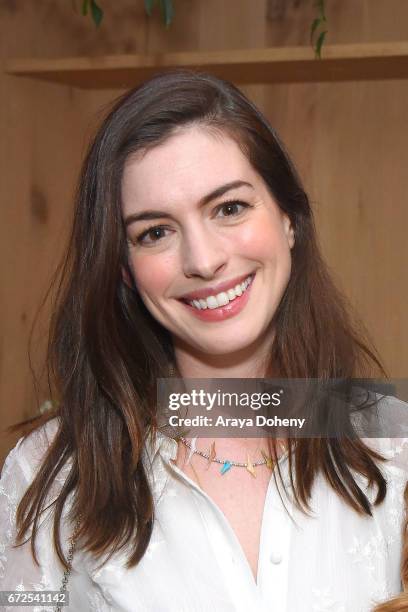 Anne Hathaway attends the celebration for the release of Kelly Oxford's book "When You Find Out The World Is Against You" on April 24, 2017 in West...