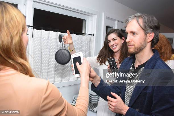 Anne Hathaway and Adam Shulman attend the celebration for the release of Kelly Oxford's book "When You Find Out The World Is Against You" on April...