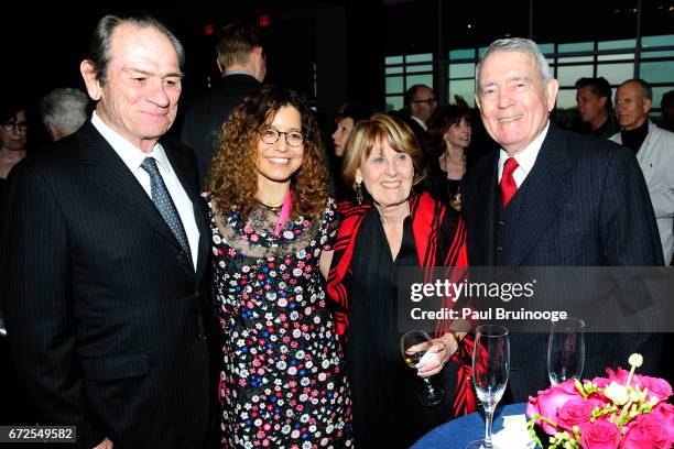 Tommy Lee Jones, Dawn Laurel-Jones, Jean Goebel and Dan Rather attend International Center of Photography 33rd Annual Infinity Awards at Pier Sixty...