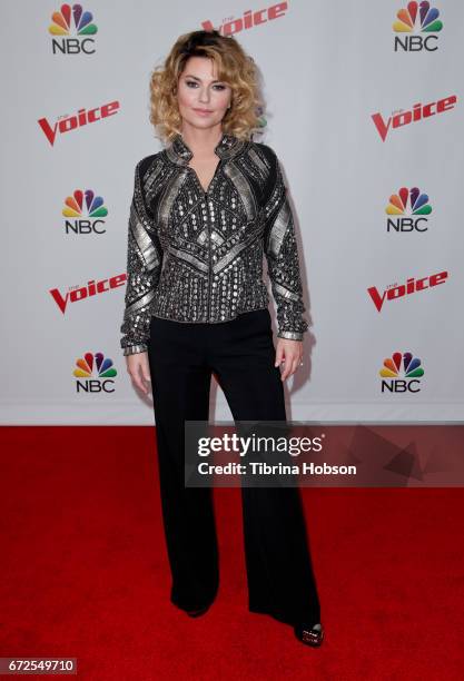 Shania Twain attends NBC's 'The Voice" Season 12' live top 12 performances event at Universal Studios Hollywood on April 24, 2017 in Universal City,...