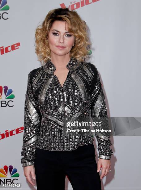 Shania Twain attends NBC's 'The Voice" Season 12' live top 12 performances event at Universal Studios Hollywood on April 24, 2017 in Universal City,...
