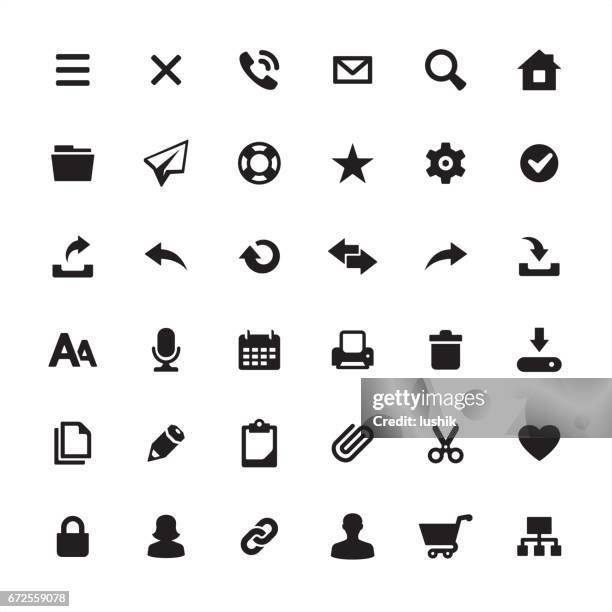 ilustraciones, imágenes clip art, dibujos animados e iconos de stock de diseño de la interfaz de inicio requerido conjunto de iconos - esquema de página