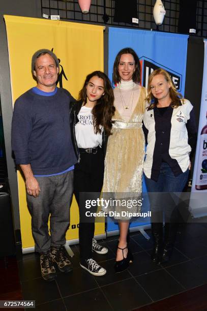 Dito Montiel, Quinn Shephard, Rebecca Hall, and Samantha Mathis attend the SAGindie Party during the 2017 Tribeca Film Festival at Lucky Strike on...