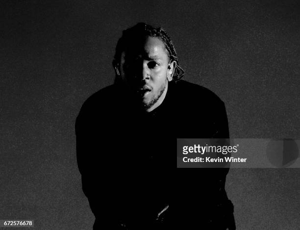 Kendrick Lamar performs on the Coachella Stage during day 3 of the Coachella Valley Music And Arts Festival on April 23, 2017 in Indio, California.