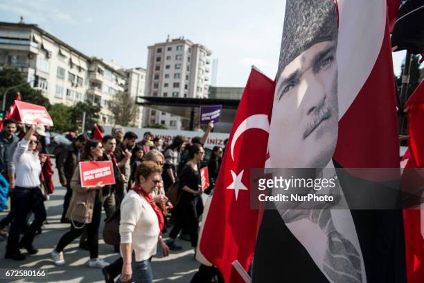 People protest against Referendum results in Istanbul, Turkey, on April 24, 2017. Turkey's main opposition party launched a legal challenge at a top...