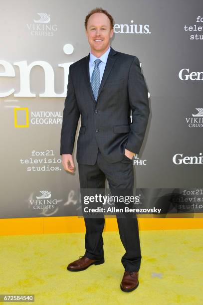 Actor Joe Coffey attends a premiere of National Geographic's "Genius" at Fox Bruin Theater on April 24, 2017 in Los Angeles, California.