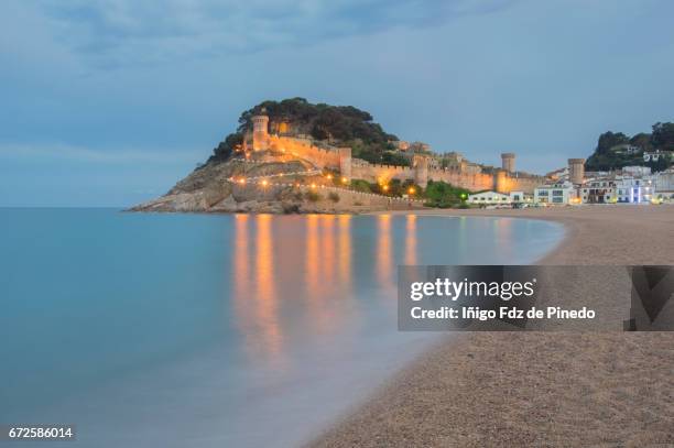 tossa de mar at night- la selva- costa brava- catalonia- spain - tossa de mar imagens e fotografias de stock