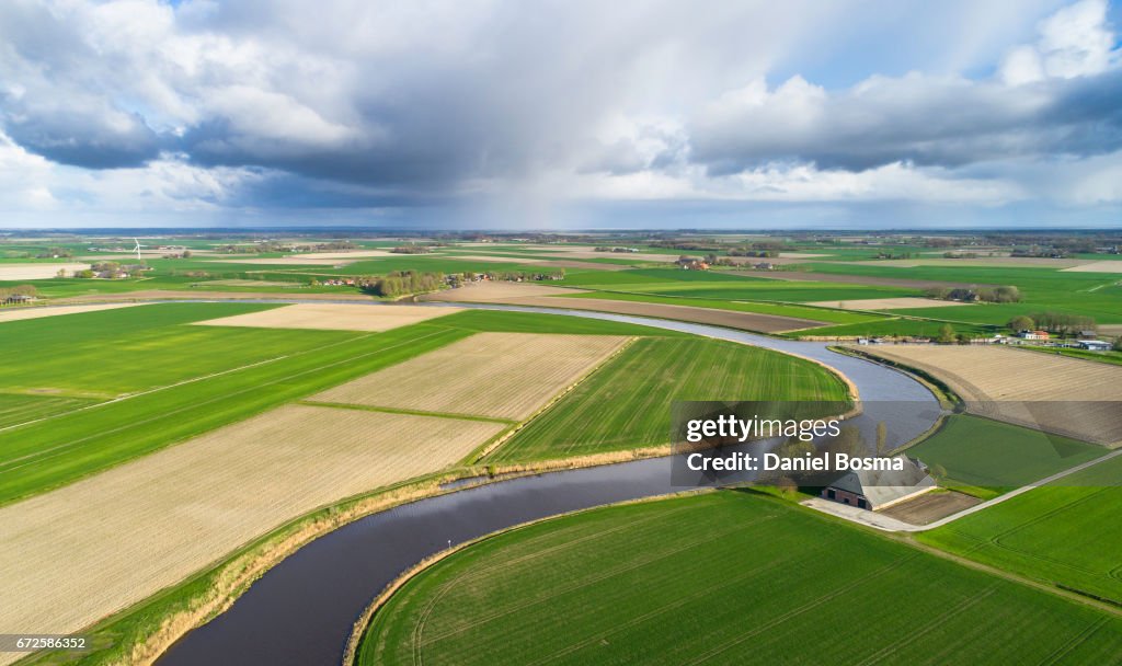 Historical and protected landscape in the Netherlands seen from above