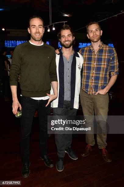 Justin Benson, Shane Brady, and Aaron Scott Moorhead attend the SAGindie Party during the 2017 Tribeca Film Festival at Lucky Strike on April 24,...