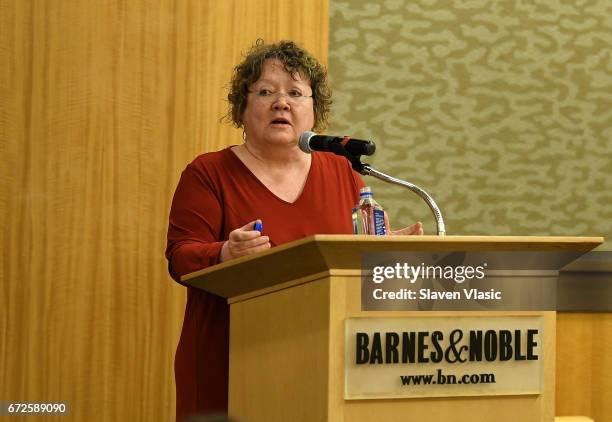 Author S.E. Hinton celebrates 50th anniversary of her book "The Outsiders" at Barnes & Noble, 86th & Lexington on April 24, 2017 in New York City.