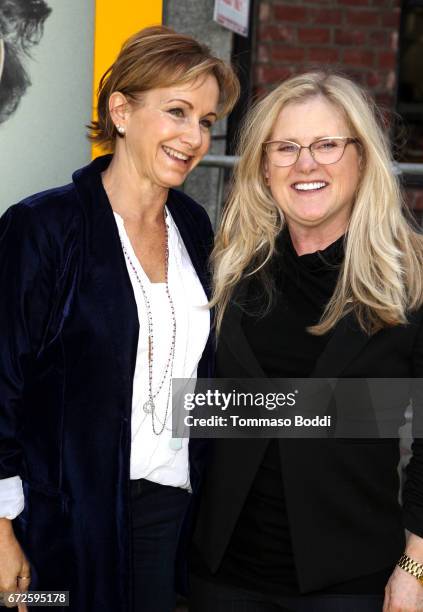 Actresses Gabrielle Carteris and Nancy Cartwright attend the Los Angeles Premiere Screening of National Geographics 'Genius' the Fox Theater on April...