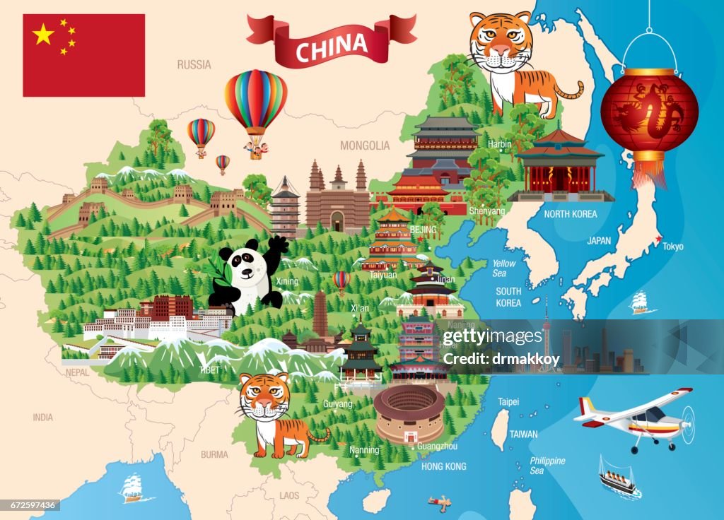 China Cartoon Map High-Res Vector Graphic - Getty Images