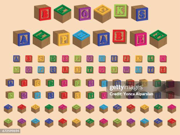toy block alphabet - isometric-alphabet stock illustrations