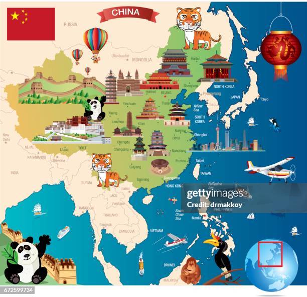 Chinacartoonkarte, Stock-Foto