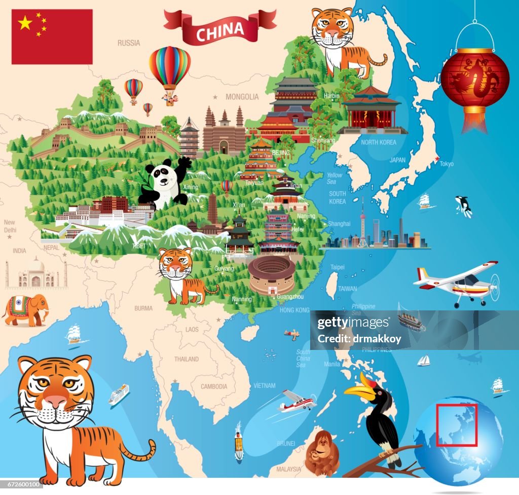 Carte de dessin animé de Chine