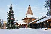 Santa Claus Village with Christmas tree Lapland