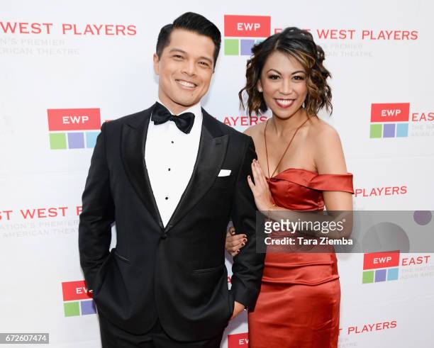 Actors Vincent Rodriguez and Tess Paras attend the East West Players 'Radiant' 51st Anniversary Visionary Awards and silent auction at Hilton...