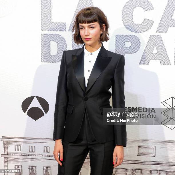 Actress Ursula Corbero attends the premiere of the TV series &quot;La casa de papel&quot; at the Capitol on April 21,2017 in Madrid, Spain
