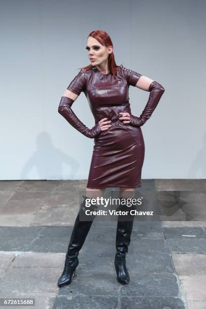 Carmen Campuzano walks the runway during the Ziutika show at Mercedes-Benz Fashion Week Mexico Autumn/Winter 2017 at Ex Convento De San Hipolito on...