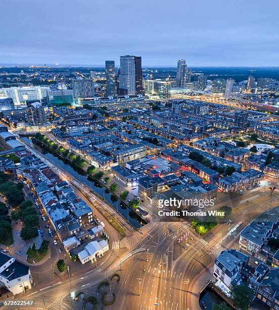 view over the hague at night - the hague stock pictures, royalty-free photos & images