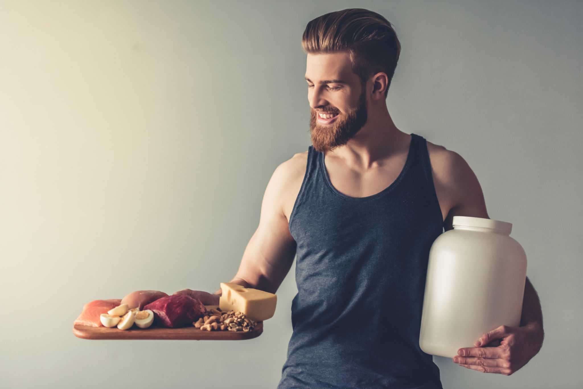 Man with sport nutrition Man with sport nutrition