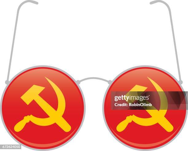 hammer and sickle wire glasses - hammer-and-sickle stock illustrations
