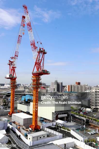 The accident site is seen on the twelveth anniversary of the train derailment accident on April 25, 2017 in Amagasaki, Hyogo, Japan. The worst train...