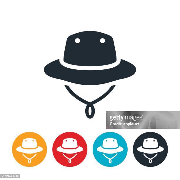 fisherman's hat icon - bucket hat stock illustrations