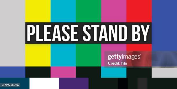 bildbanksillustrationer, clip art samt tecknat material och ikoner med vänligen stå fel färgskärm - tv