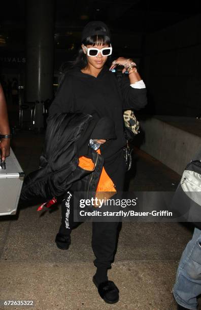 Rihanna is seen at LAX on April 25, 2017 in Los Angeles, California.